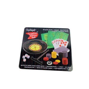 Buzzy Casino Game Set in Tin Black Jack Craps Roulette Poker Dice
